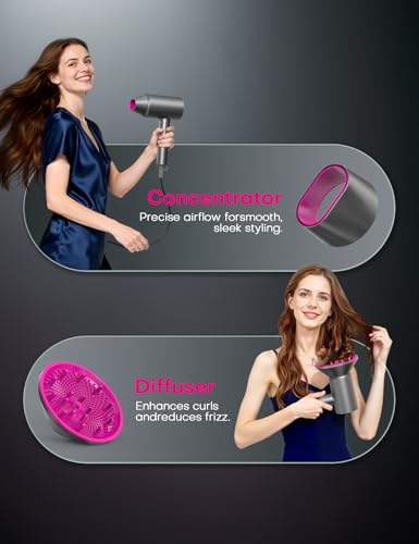 AROEVE 1800W Foldable Ionic Hair Dryer with 2 Speeds, 3 Heat Settings, and Attachments 6