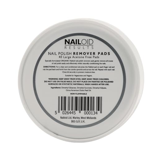 Nailoid Acetone-Free Nail Polish Remover Pads, 40 Count for Gentle & Effective Removal
