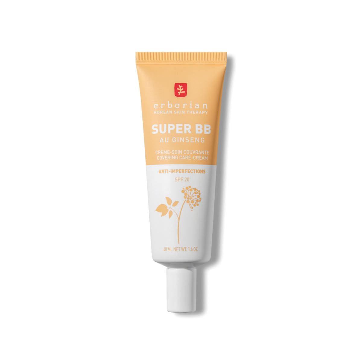 Erborian Super BB Cream with Ginseng SPF 20 - High Coverage Tinted Face Care for Imperfections - Nude 40ml