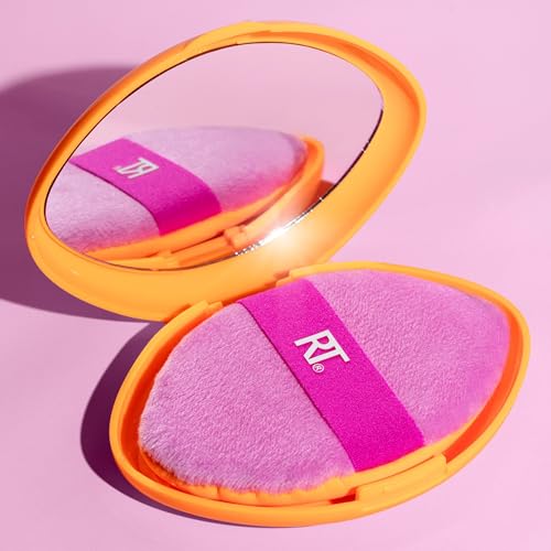 Real Techniques Miracle 2-in-1 Puderquaste + Reiseetui, doppelseitiger Make-up-Schwamm zum Verblenden, elastisches Band, Präzisions-Make-up-Schwamm und Puderquaste, für flüssige, cremige und pudrige Produkte, Reiseetui, 2 Stück 11