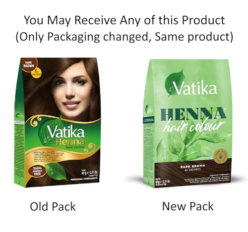 Dabur Vatika Henna Dark Brown Hair Colour - 60g (6 x 10g Sachets) Ammonia-Free