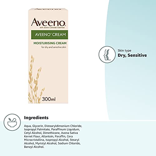 Aveeno Moisturising Cream 300ml - Nourishing Body Lotion with Colloidal Oatmeal for Dry Sensitive Skin 9