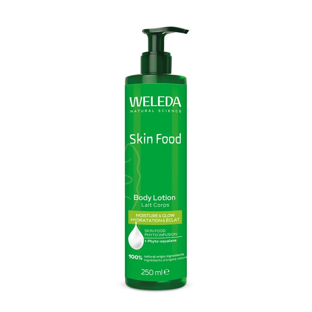 Weleda Skin Food Körperlotion, Feuchtigkeitscreme für trockene Haut mit Phyto-Squalan, Feuchtigkeitscreme für Männer und Frauen, 100 % zertifiziert natürlich, biologisch, vegan, 250 ml