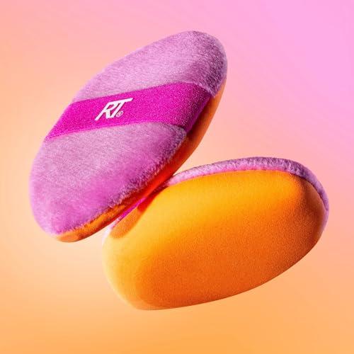 Real Techniques Miracle 2-in-1 Puderquaste + Reiseetui, doppelseitiger Make-up-Schwamm zum Verblenden, elastisches Band, Präzisions-Make-up-Schwamm und Puderquaste, für flüssige, cremige und pudrige Produkte, Reiseetui, 2 Stück 16