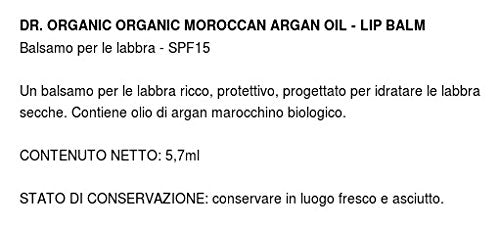 Dr. Organic Moroccan Argan Oil Moisturising Lip Balm with SPF 15