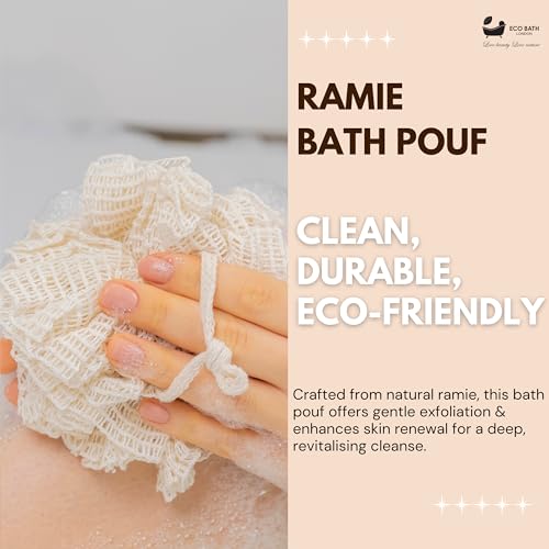 Eco Bath London Ramie Bath Pouf for Gentle Exfoliation and Rich Lather