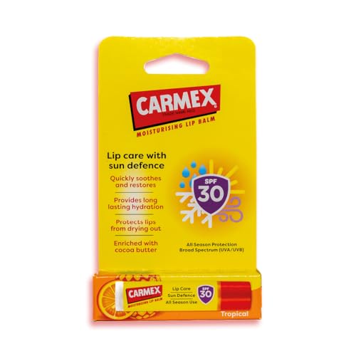 Carmex SPF30 Tropical Moisturizing Lip Balm for Soft, Protected Lips