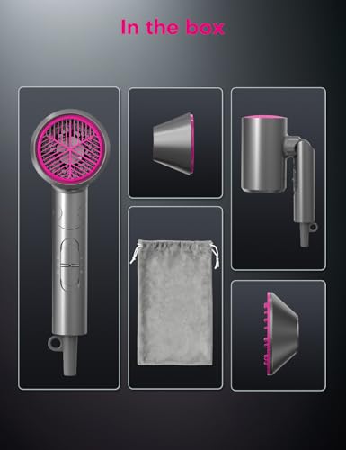 AROEVE 1800W Foldable Ionic Hair Dryer with 2 Speeds, 3 Heat Settings, and Attachments 7