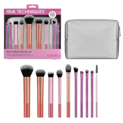 Real Techniques Best-Selling Blends Set: 10-Piece Makeup Brush Collection with Beauty Bag 3