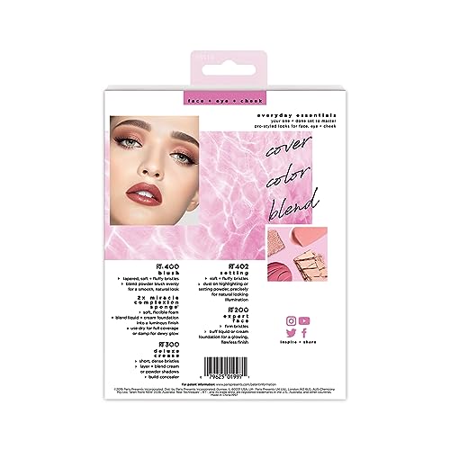 Real Techniques Everyday Essentials + Make-up-Schwamm-Set, 4 Make-up-Pinsel 15