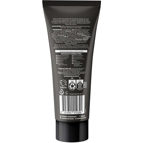 Sukin Men's Face Cream with Ceramides, Hyaluronic Acid, Coconut & Jojoba Oils