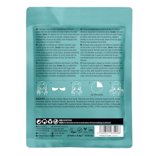 MASKOLOGY Retinol + Vitamin C Professional Under Eye Mask Patches for Brightening and Fine Lines