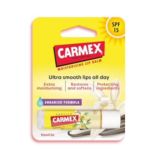 Carmex Vanilla Moisturising Lip Balm Click Stick with SPF 15 Protection