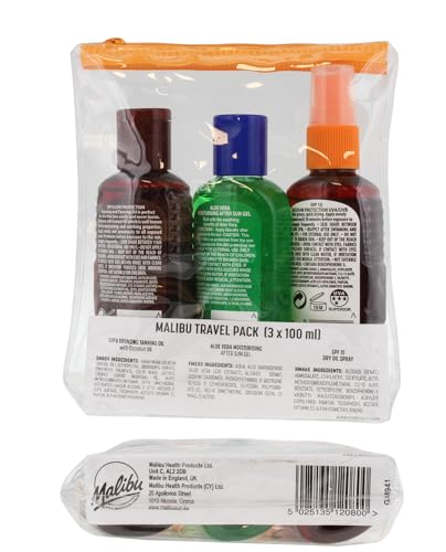 Malibu Sun Travel Tanning Essentials with Medium Protection SPF 8 & 15 Dry Oil Spray