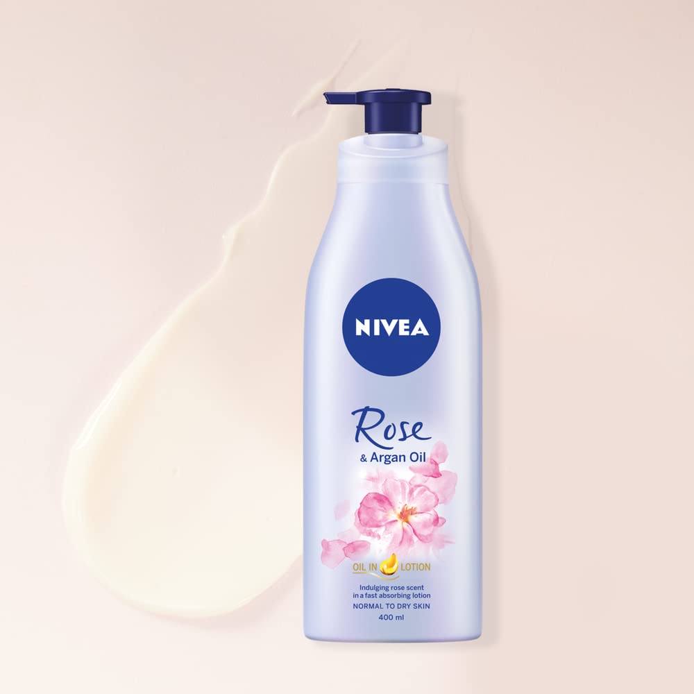NIVEA Oil In Lotion Rose & Argan Oil - Replenishing Body Moisturizer (6 x 400ml) 3