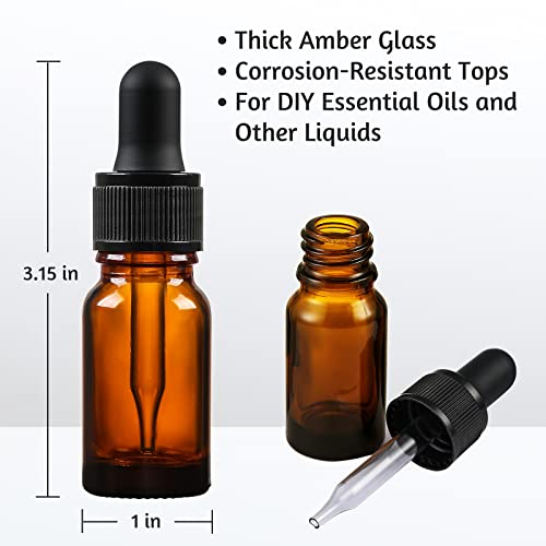 AOZITA 4-Pack 10ml Amber Glass Bottles with Dropper Pipettes and Funnel 3