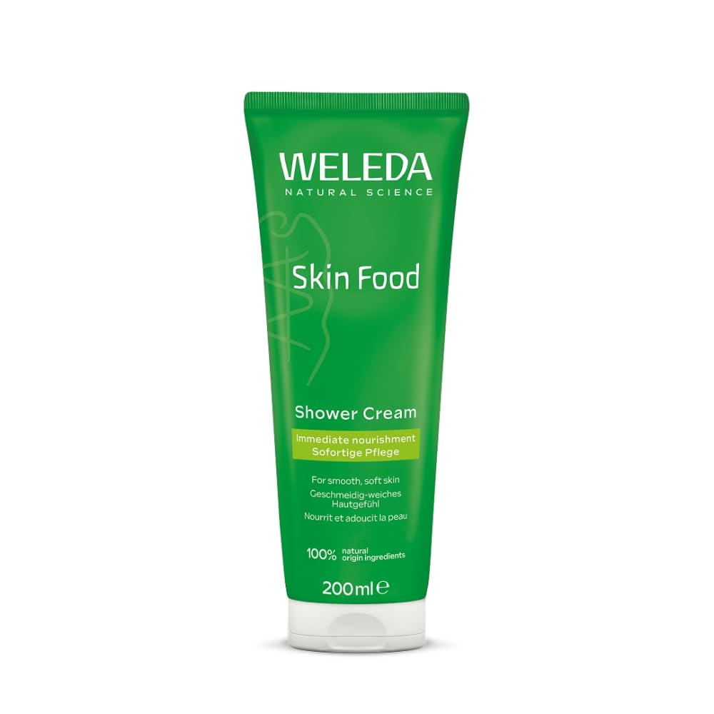 Weleda Skin Food Duschgel-Creme, Körperwaschgel für sofortige Pflege, für Männer und Frauen, dermatologisch getestet, 100 % zertifiziert natürlich, biologisch, vegan, 200 ml