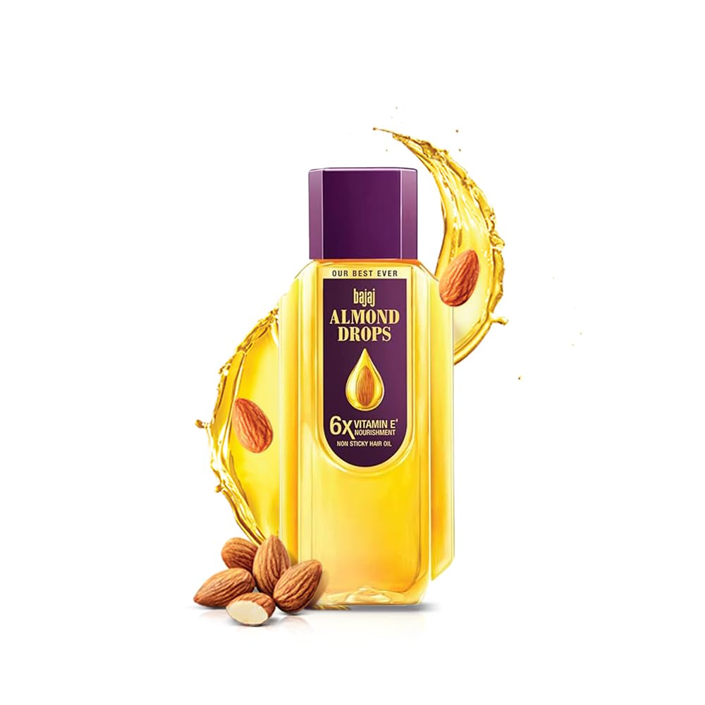 Bajaj Almond Drops Hair Oil 285 ml with 6x Vitamin E for Strong, Shiny Hair