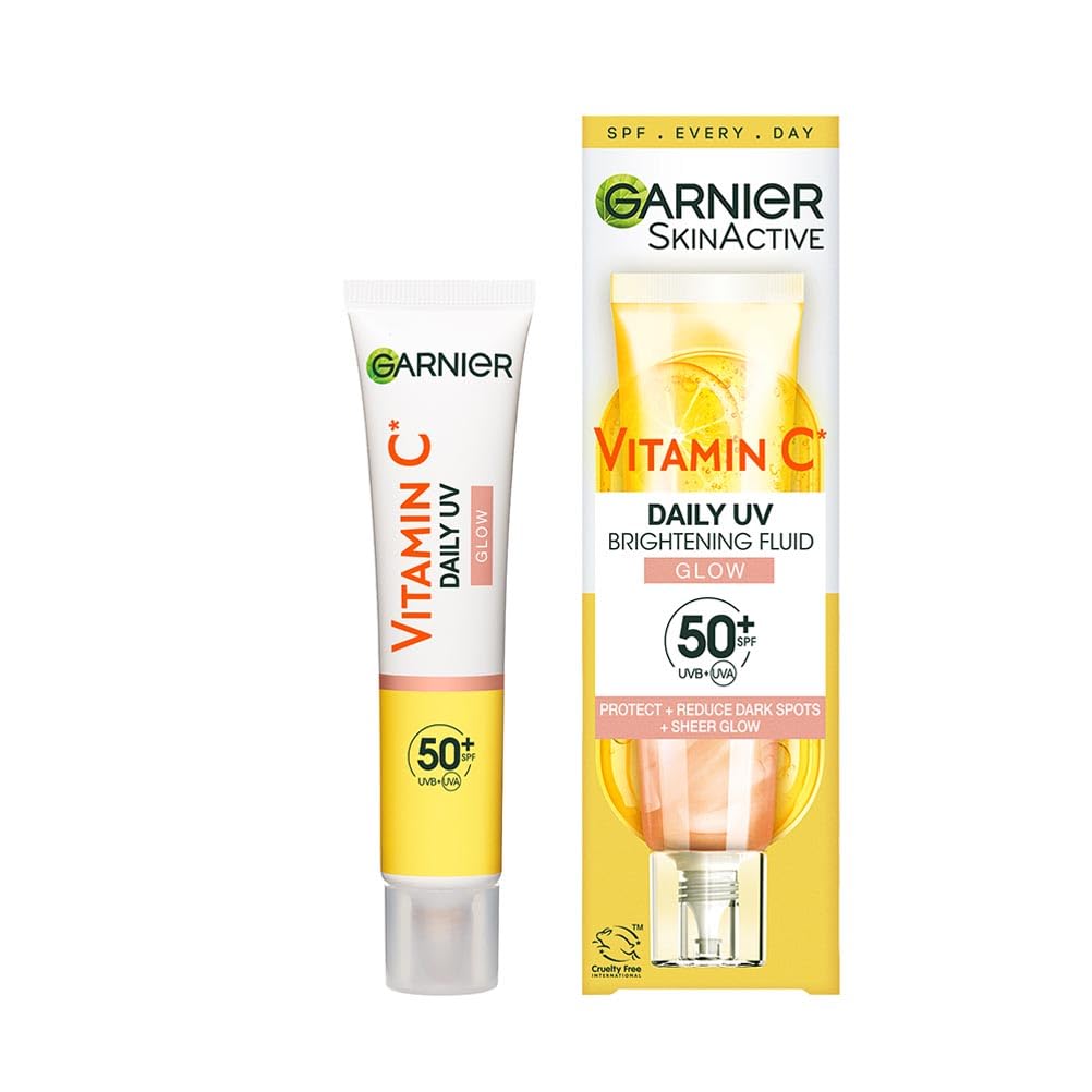 Garnier Vitamin C Daily UV Brightening Fluid Sheer Glow SPF50+ for Face & Neck, 40ml