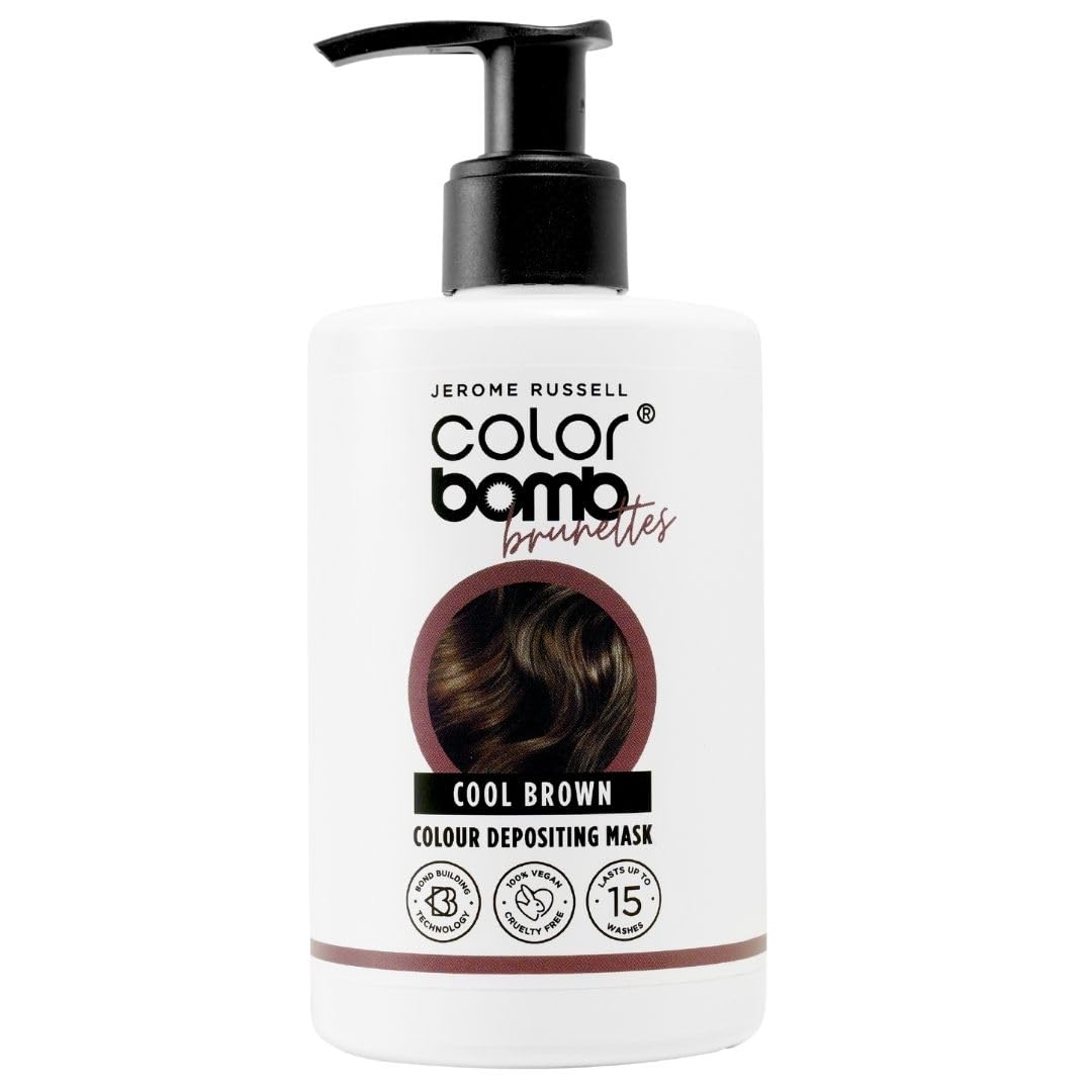 Jerome Russell Colour Bomb Brunettes – Farbauffrischende Haarmaske für kühles Braun – Semi-permanente, pflegende Farb- und Glanzbehandlung – Vegan, tierversuchsfrei, 300 ml