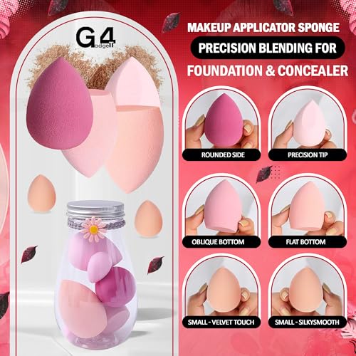 G4GADGET 6 Pcs Assorted Color Makeup Sponges with Reusable Bottle Case for Flawless Blending