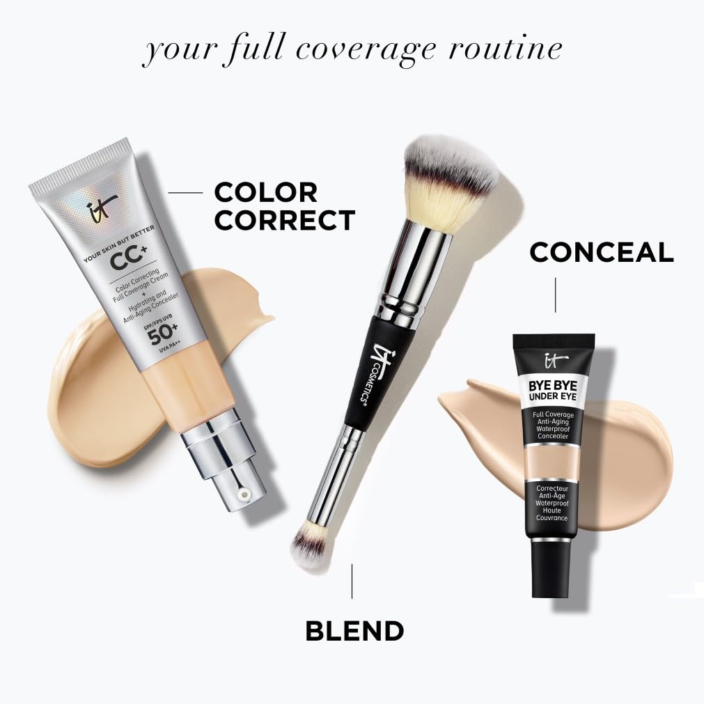 iT Cosmetics Full Coverage Foundation mit LSF 50, angereichert mit Hyaluronsäure und Vitamin E, Your Skin But Better CC+ Cream, Farbton: Medium, 32 ml 9