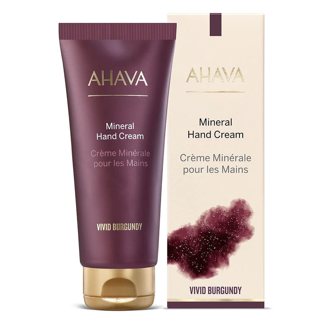 AHAVA Vivid Burgundy Mineral Hand Cream 100ml with Dead Sea Minerals & Acai