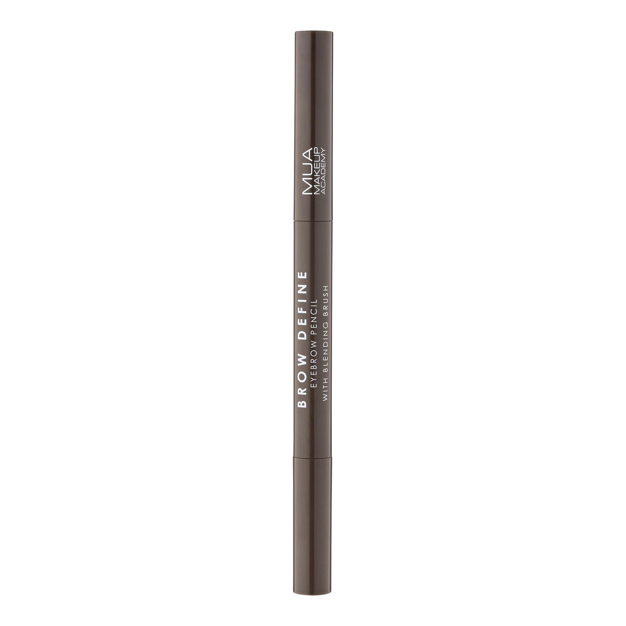 MUA Makeup Academy Brow Define, abgeschrägter Augenbrauenstift mit Verblendpinsel, Dunkelbraun, 0,25 g – Vegan &amp; tierversuchsfrei
