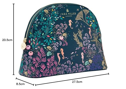 Sara Miller London Underwater Spa Vegan Leather Cosmetic Bag in Navy/Teal, Large 5