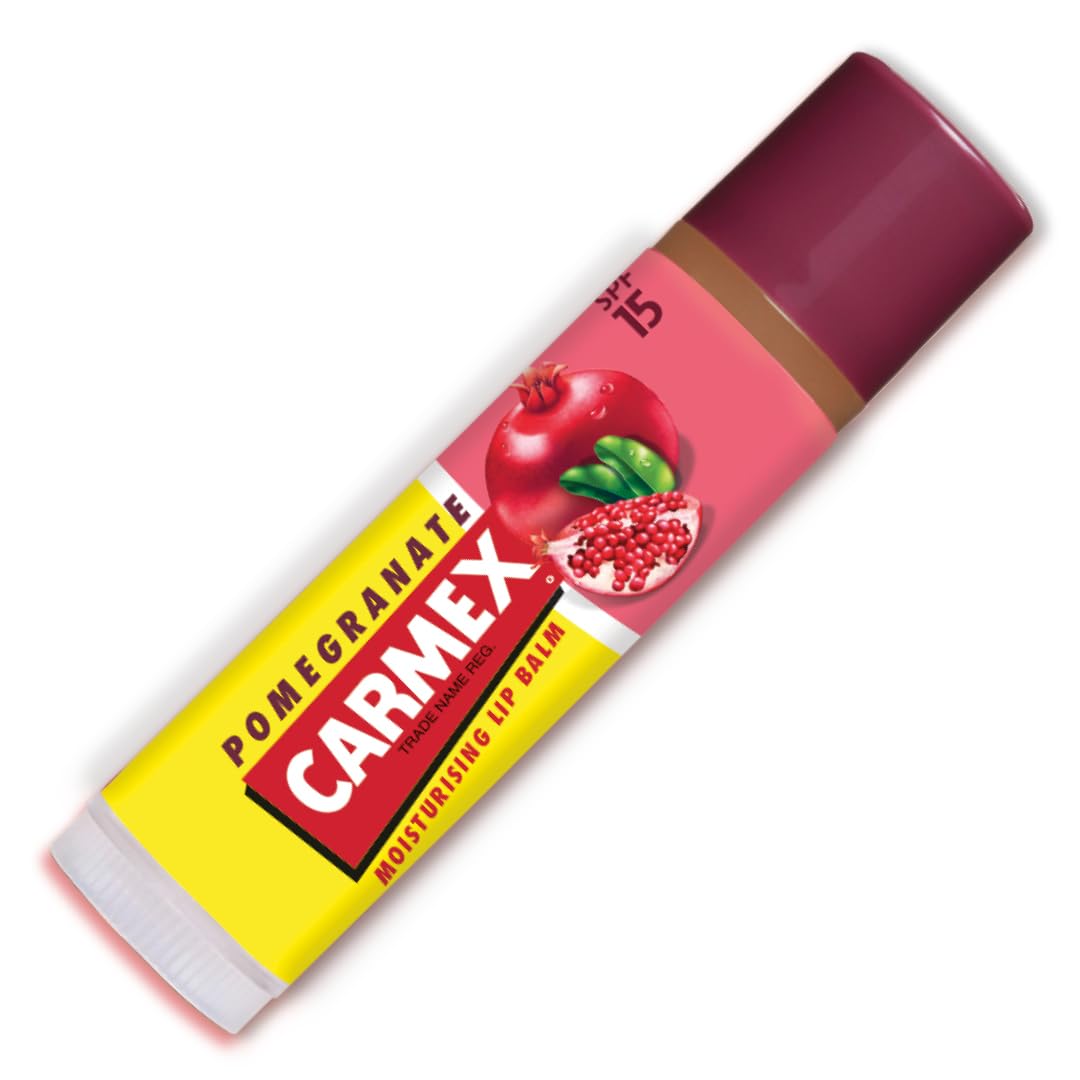 Carmex Pomegranate Lip Balm Stick with SPF 15 for Sun Protection and Repair