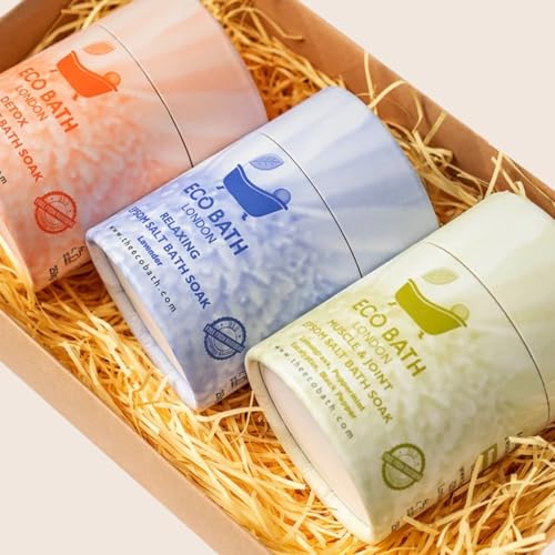Eco Bath London Epsom Salt Gift Set: Muscle & Joint, Relaxing, and Detox Salts (3 x 250g)