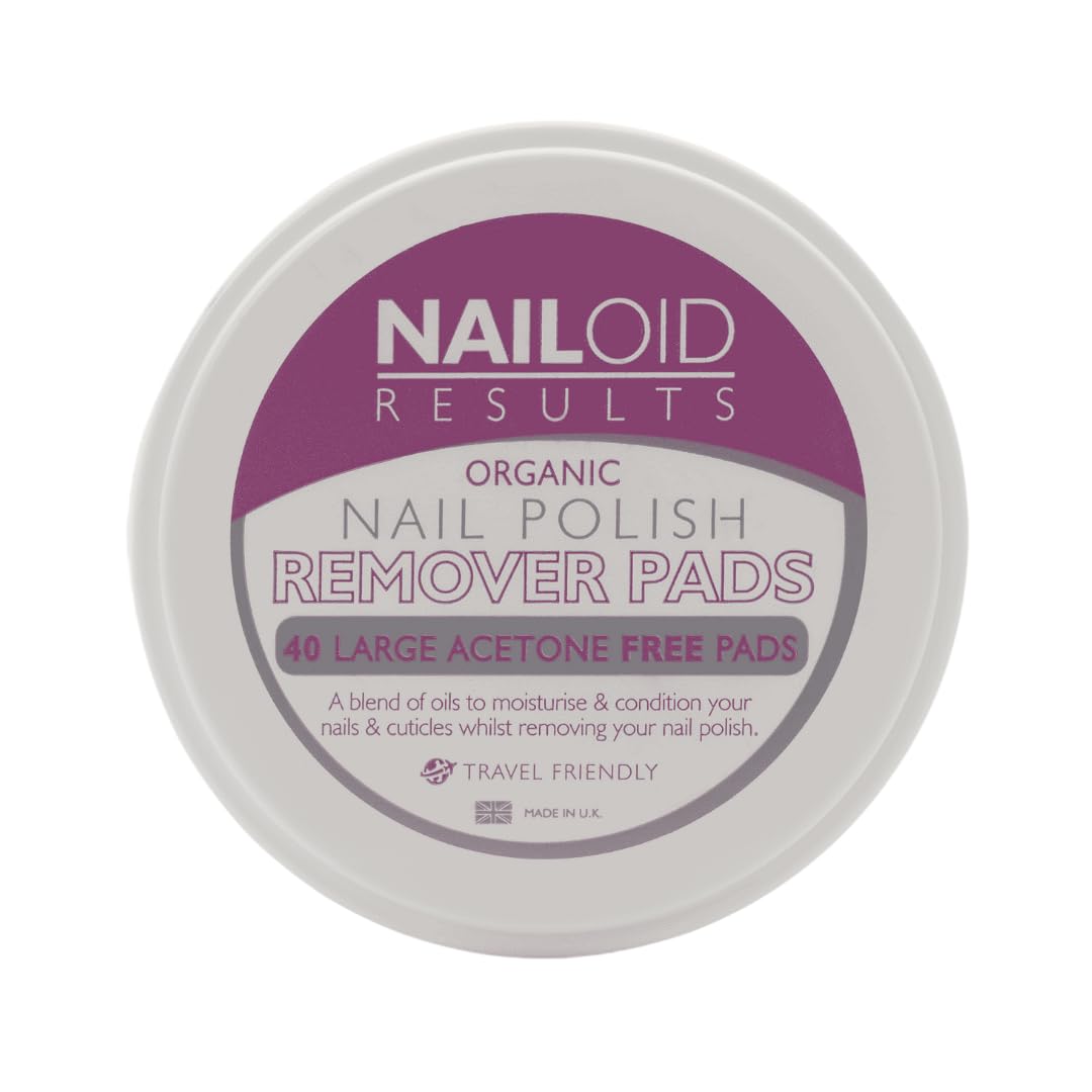 Nailoid Acetone-Free Nail Polish Remover Pads, 40 Count for Gentle & Effective Removal