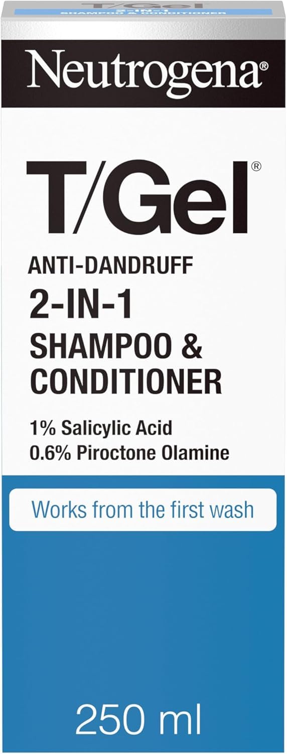 Neutrogena T/Gel 2-in-1 Anti-Schuppen Shampoo und Spülung (1 x 250 ml), Shampoo und Spülung zur Bekämpfung von Schuppen ab der ersten Haarwäsche, Haarpflege für weiches, glänzendes und gesund aussehendes Haar und eine gesunde Kopfhaut 1