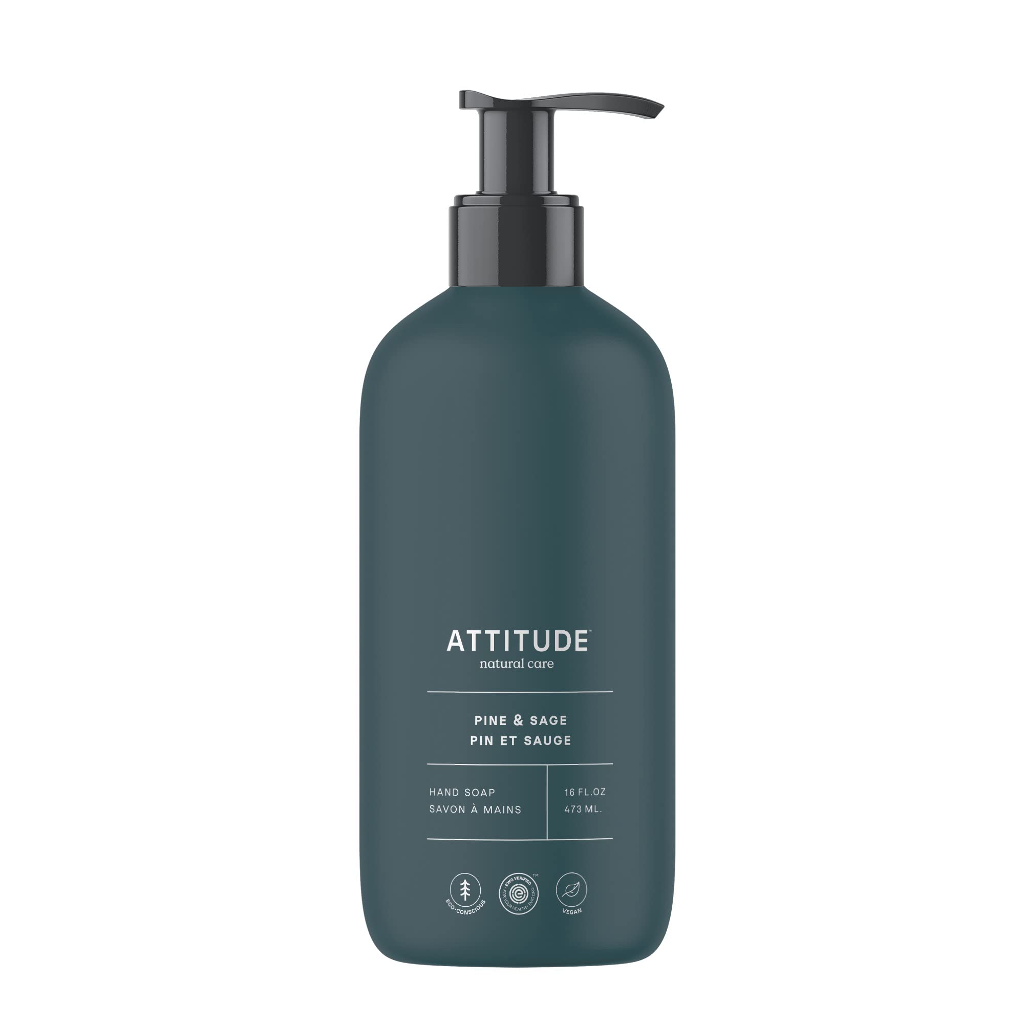 ATTITUDE EWG Verified Liquid Hand Soap with Glycerin, Pine & Sage Scent