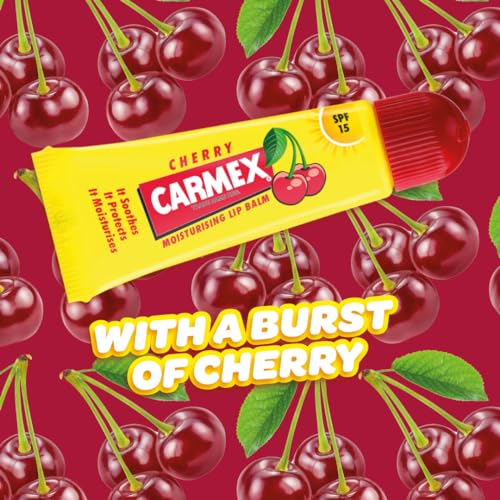 Carmex SPF 15 Cherry Moisturising Lip Balm Tube for Dry, Sun-Damaged Lips