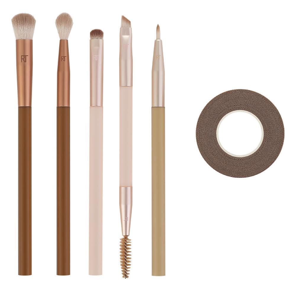 REAL TECHNIQUES New Nudes Daily Swipe Eye Kit, 7 Piece Synthetic Bristle Brush Set