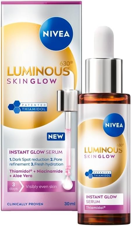 NIVEA Luminous 630 Even Glow Serum mit Thiamidol 30ml, Serum für das Gesicht mit