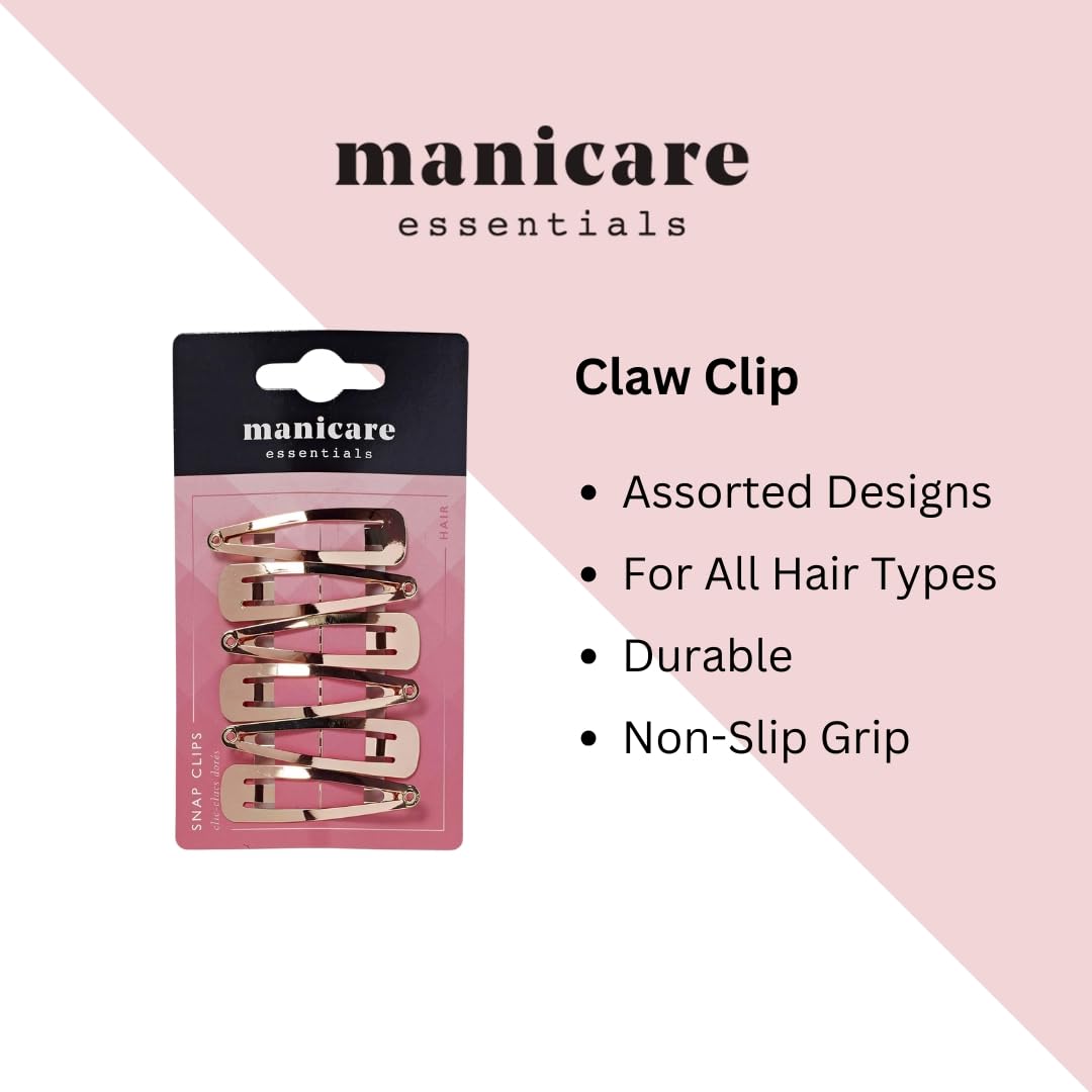 Manicare Gold Snap Clips, 6-Piece Set - Non-Slip Hair Sectioning Accessories