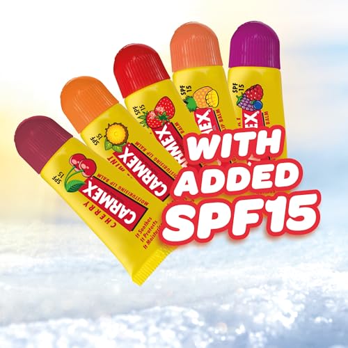 Carmex Mini Scented Lip Balm 5-Pack with SPF 15 | Cherry, Strawberry, Tropical Flavors 4
