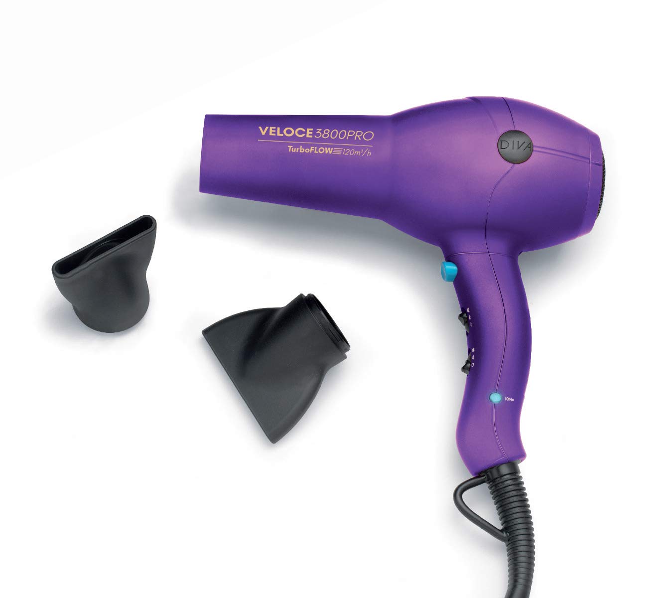 Diva Pro Styling Veloce 3800 Pro Hair Dryer, Purple - 2200W Professional Styling Tool