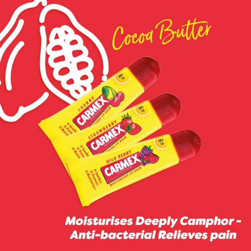 Carmex Fruity Trio Lip Balm Set: Cherry, Berry & Strawberry with SPF 15 Protection 4
