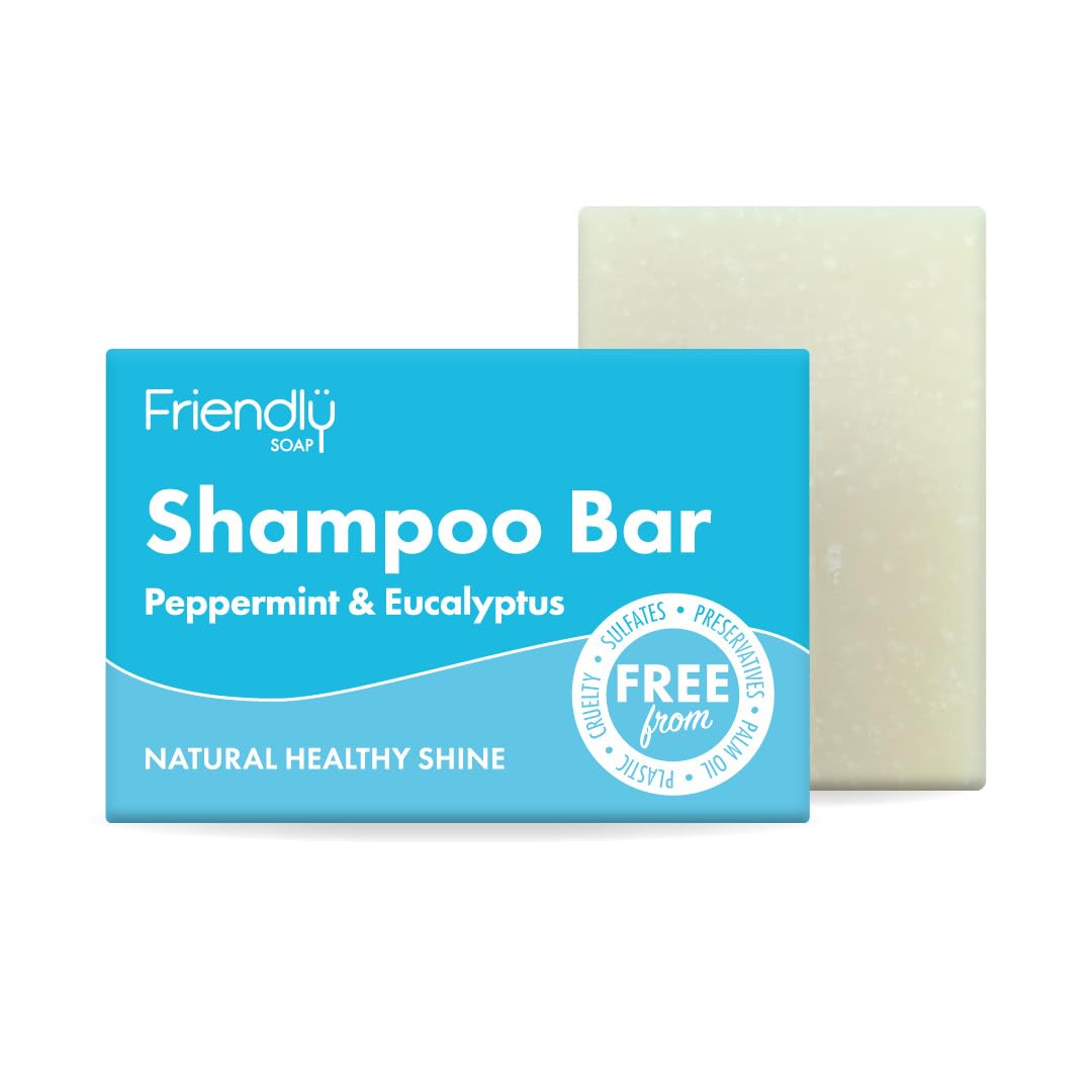 Friendly Soap Peppermint & Eucalyptus Shampoo Bar (95g) - Natural, Vegan, Curly Girl Friendly
