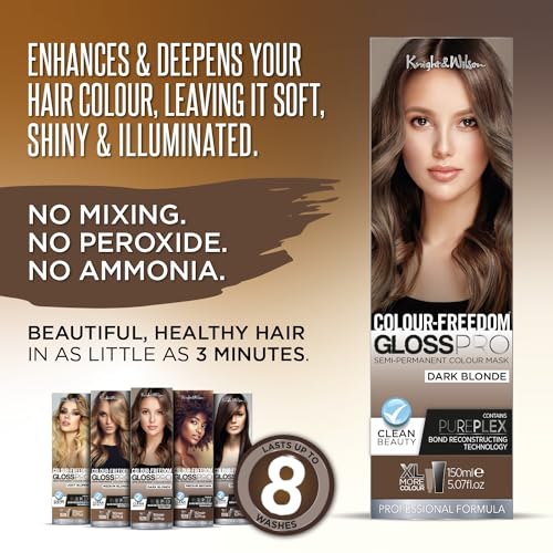 Knight & Wilson Colour Freedom Gloss Pro Dark Blonde Semi-Permanent Hair Colour Mask 150ml with PurePlex