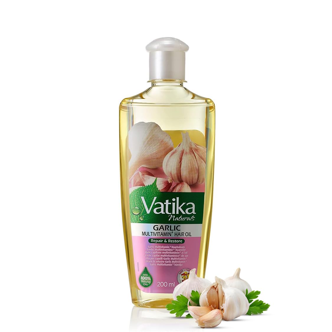 Dabur Vatika Multivitamin Garlic Hair Oil with Rosemary and Lemon for Hair Fall Control, 200 ml