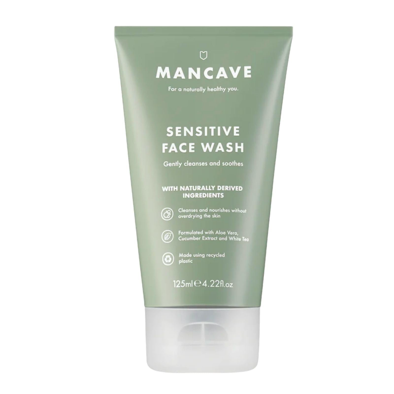 ManCave Face Wash Cleanse & Purify for Sensitive Skin with Cucumber, Aloe Vera & Vitamin E, 125 ml