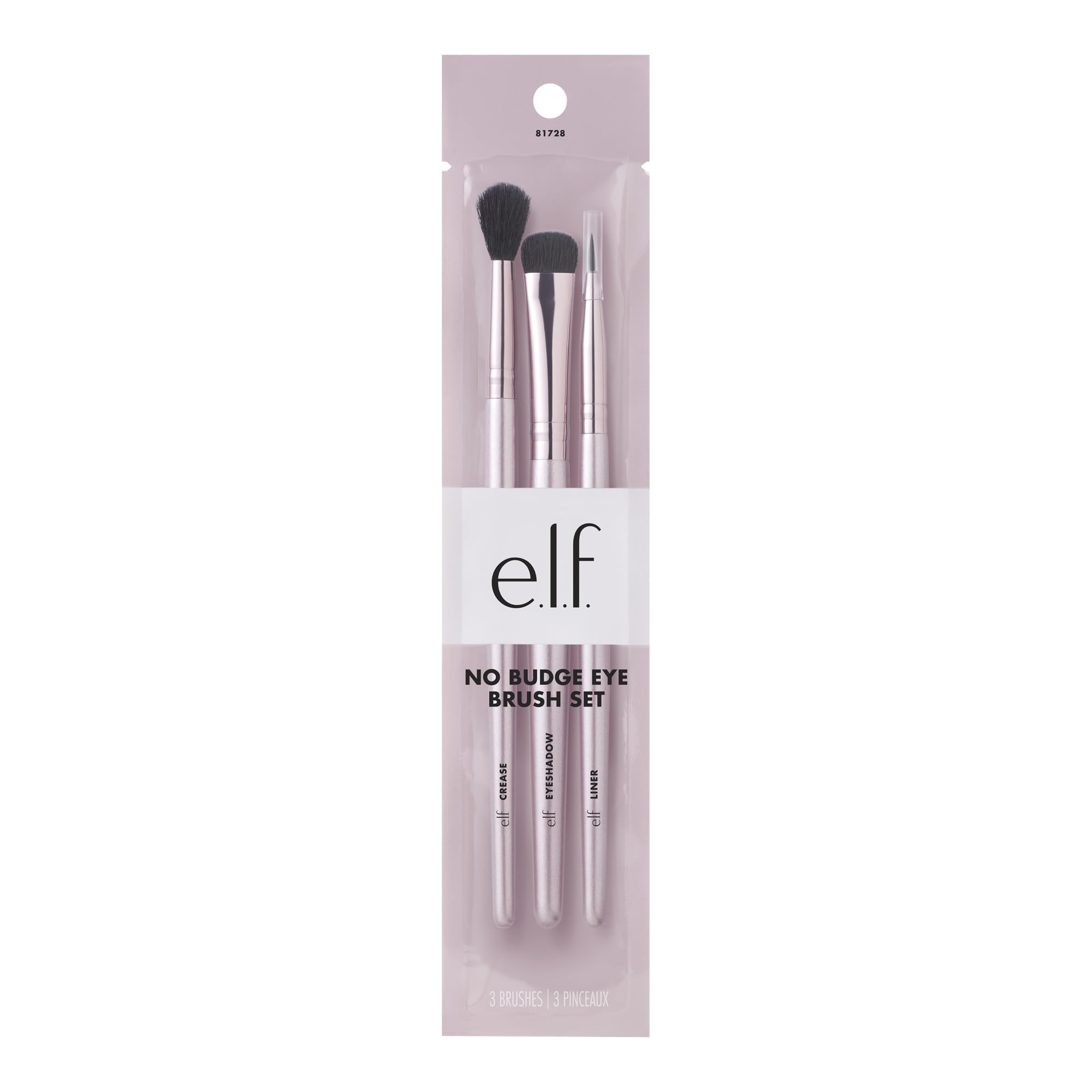 e.l.f. No Budge Brush Trio: 3-Piece Eyeshadow Set for Application and Blending