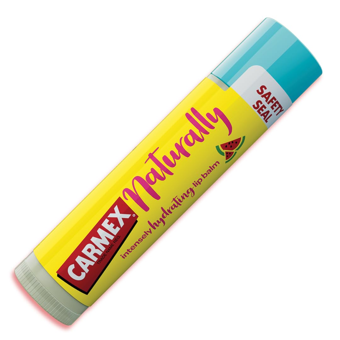 Carmex Naturally Watermelon Lip Balm Stick SPF 15 for Sun Protection and Dry Lip Repair