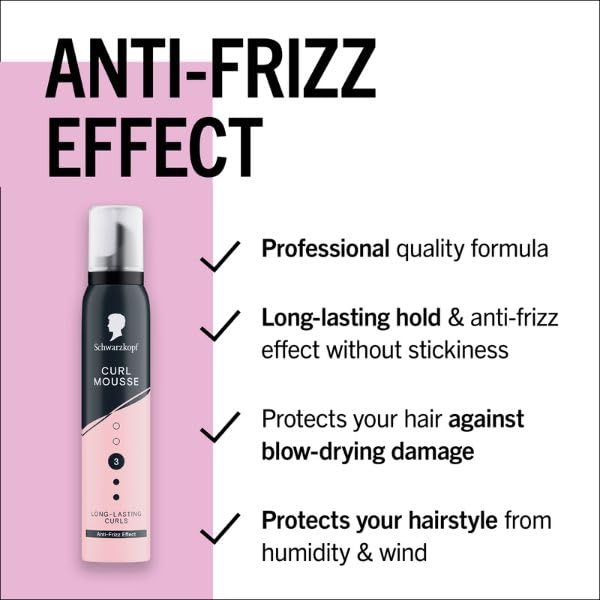 Schwarzkopf Mousse Curl 200 ml - Hold Level 3 for Defined, Elastic Curls & Curly Girl Method 3