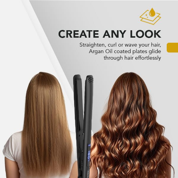 Wahl Hair Straightener with Argan Oil Infused Plates and Digital LED Display
