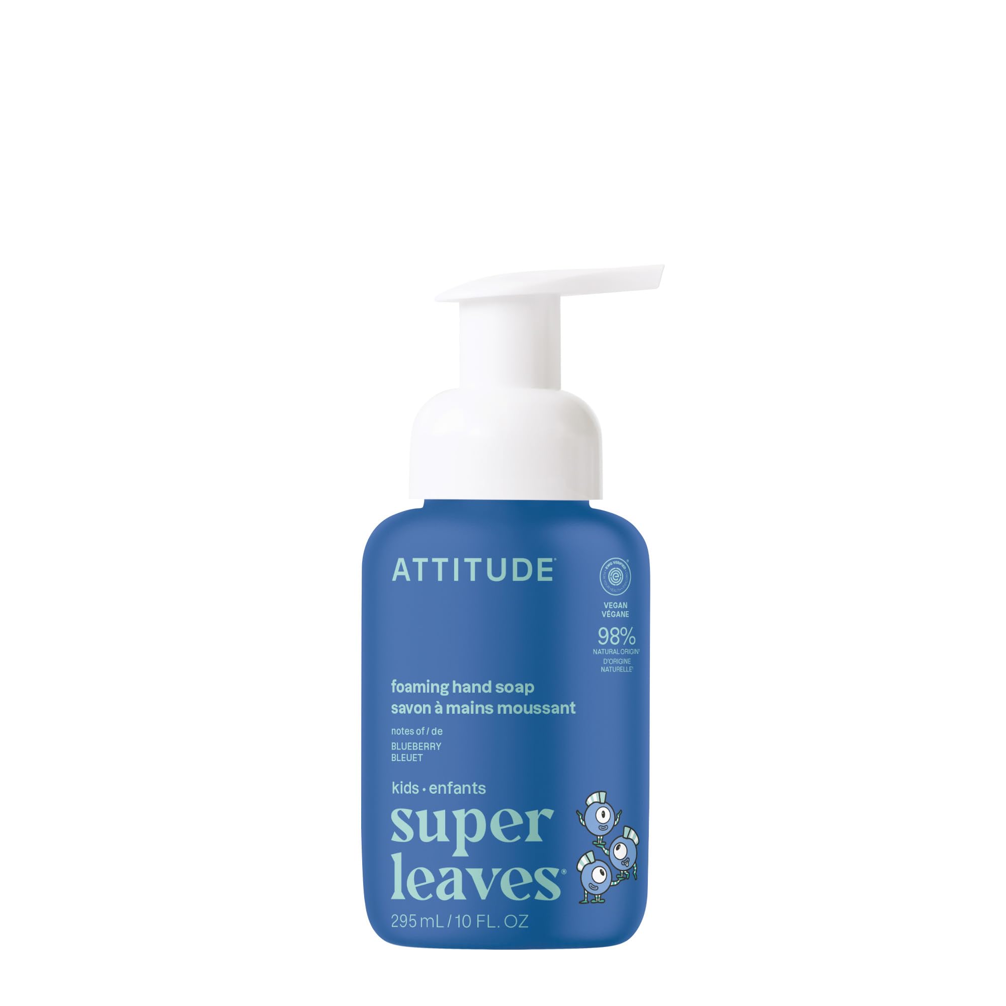 ATTITUDE Super leaves Kids Foaming Hand Soap, EWG Verified, Blueberry Scent, 295 mL